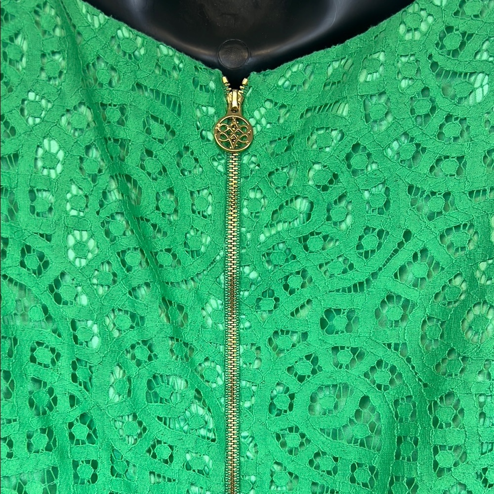 Antonio Melani Chic Green Lace Sleeveless Dress with Eyelash trim Size 12 - Picture 9 of 12